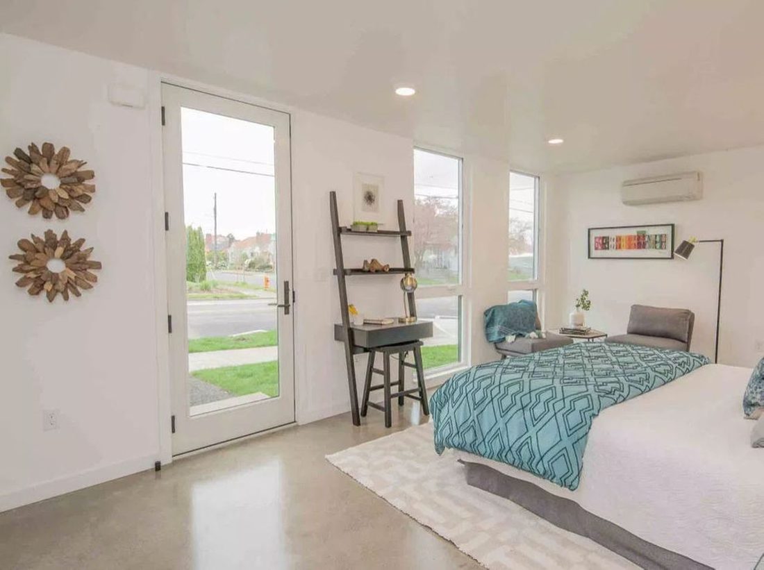 The bedroom inside a finished accessory dwelling unit